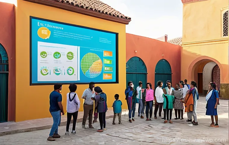 소셜 임팩트 측정이 사회에 미치는 영향 - **A Vibrant Community's Progress Story:** A bustling, sun-drenched town square in a diverse, cultura...