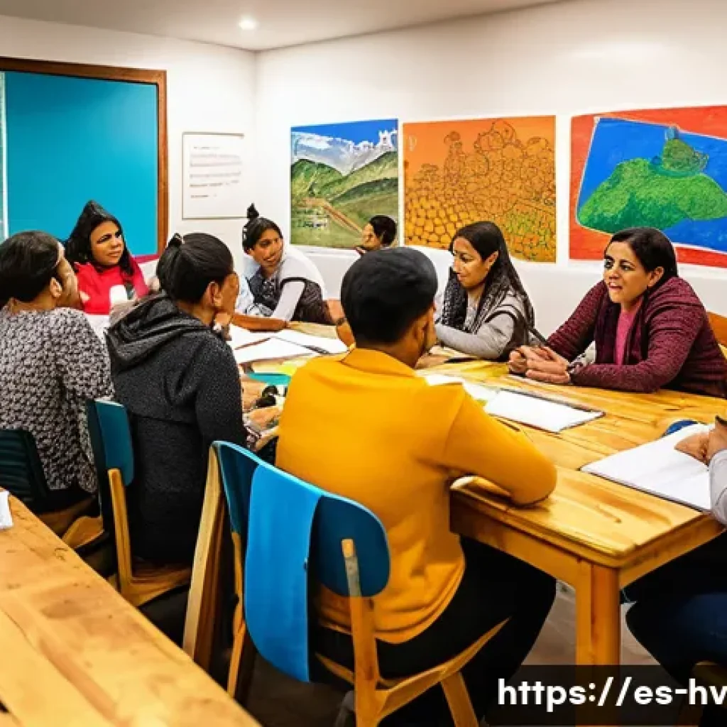 소셜 임팩트 측정의 커뮤니케이션 방법 - A vibrant community meeting in a Latin American urban neighborhood, featuring diverse adults and chi...