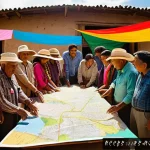 소셜 임팩트 측정의 지역 사회 영향 - A vibrant community meeting in a rural Latin American village, featuring diverse adults and elders g...