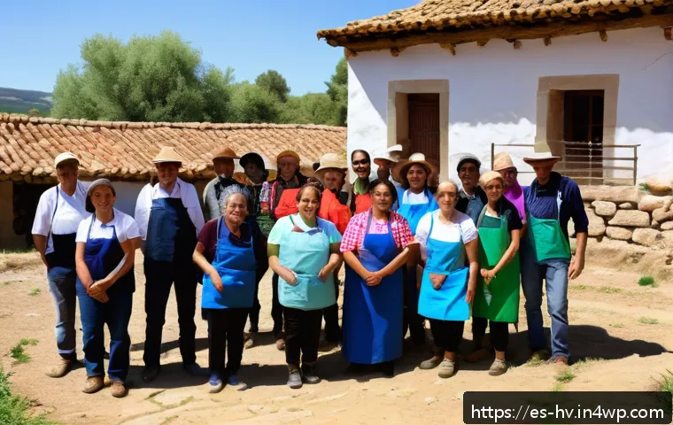 소셜 임팩트 측정의 생애 주기 접근법 - A vibrant community workshop scene in a rural Spanish village, showing diverse local participants ac...